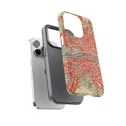 Retro Red Paris Map iPhone Case