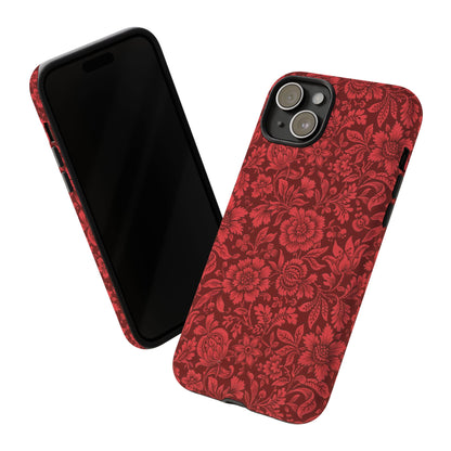 Vintage Crimson Floral Botanical iPhone Case