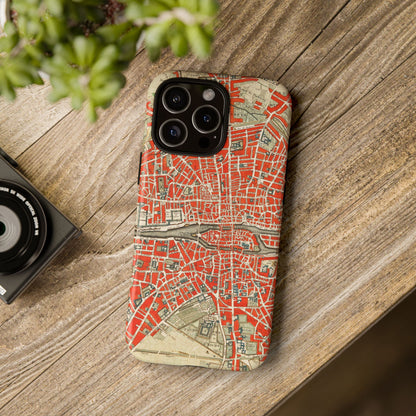 Retro Red Paris Map iPhone Case