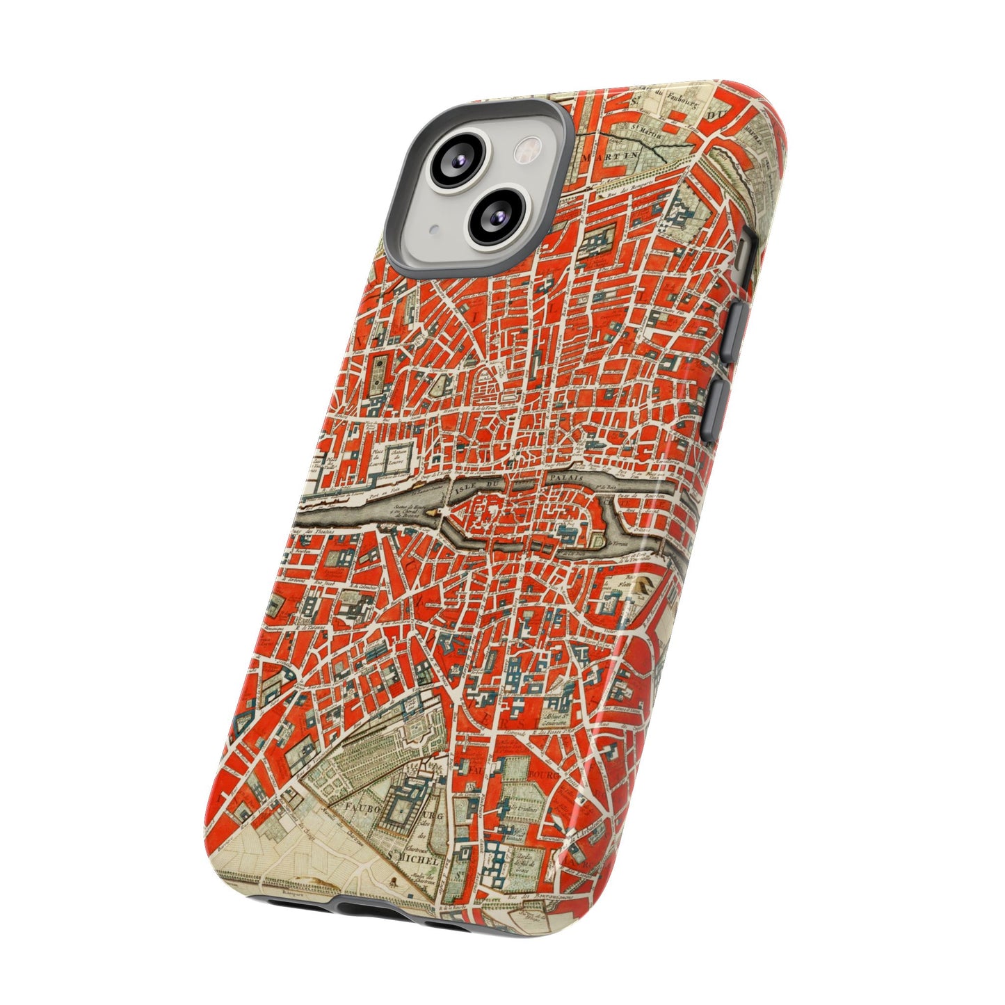 Retro Red Paris Map iPhone Case