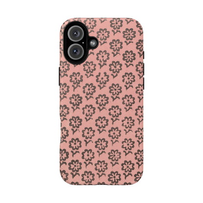 Dutch Pink & Brown Scattered Pattern Floral iPhone Case