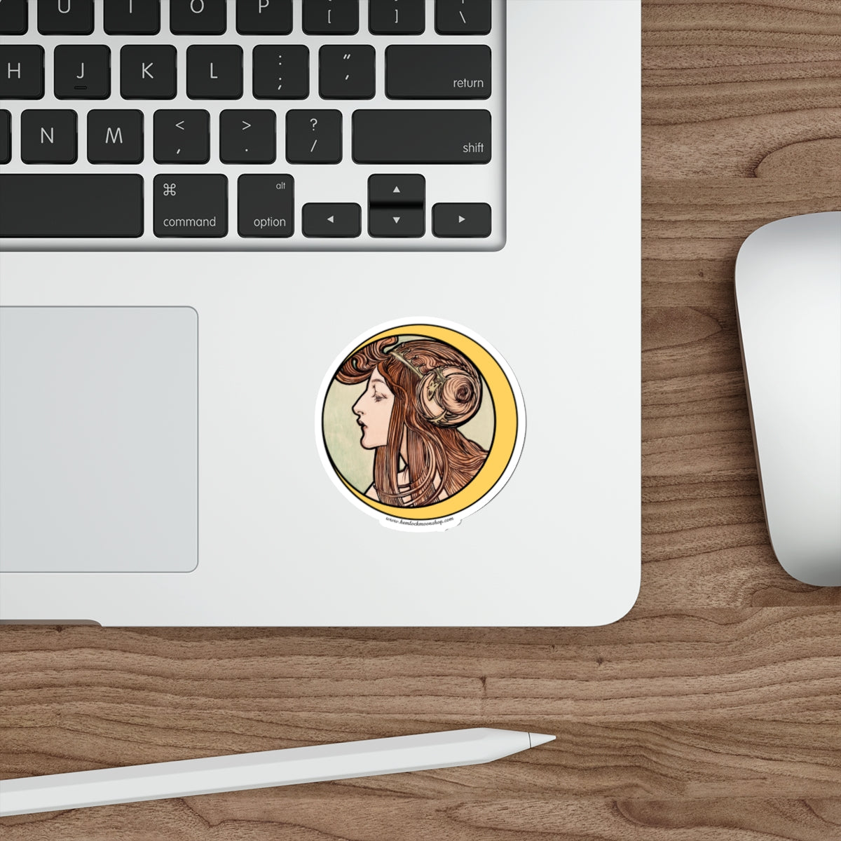 Crescent Moon Art Nouveau Sticker :: All-Weather, Water-Resistant Vinyl (5 sizes)