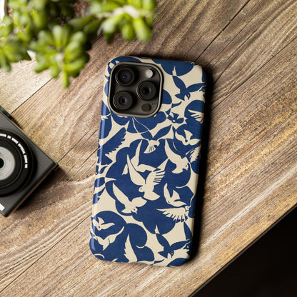 Blue Sky Birds Flying Retro iPhone Case