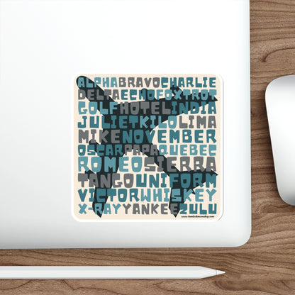 Blue Retro Aviation Alphabet Sticker :: All-Weather, Water-Resistant Vinyl (5 sizes)