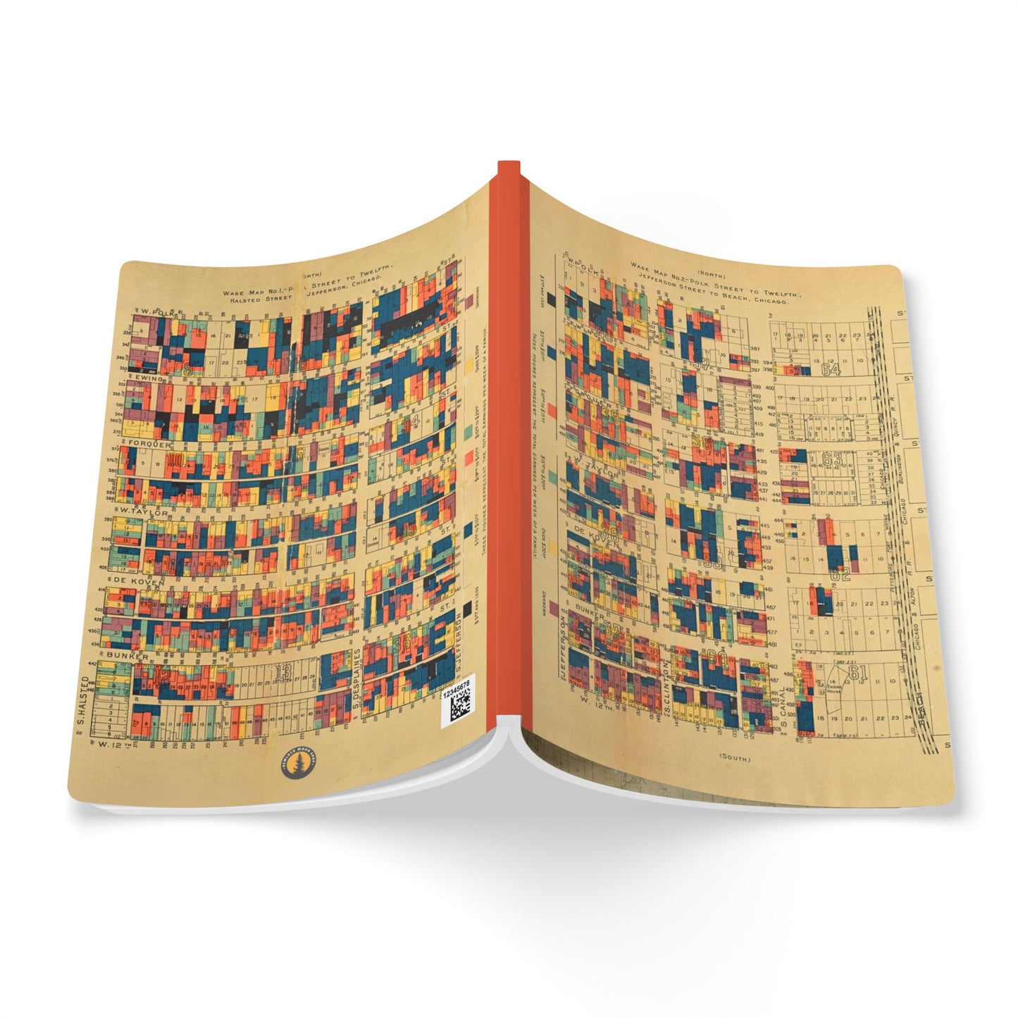 Chicago Vintage Wage Map | Softcover Notebook with Inside Maps
