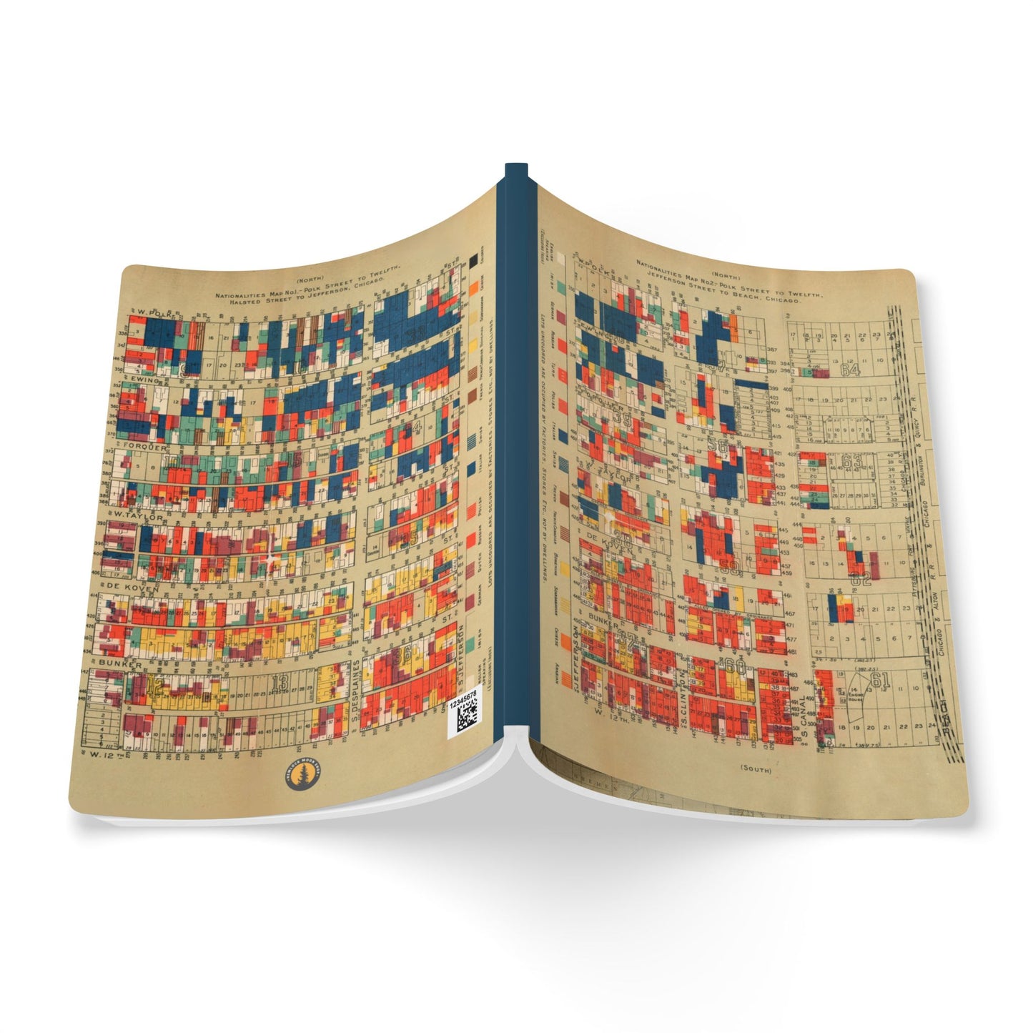 Chicago Nationalities Vintage Map | Softcover Notebook with Inside Maps
