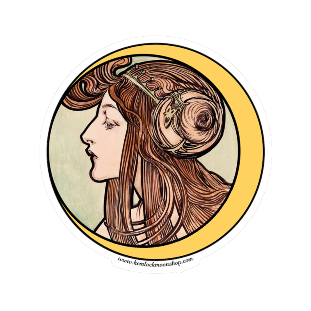 Crescent Moon Art Nouveau Sticker (4 sizes)
