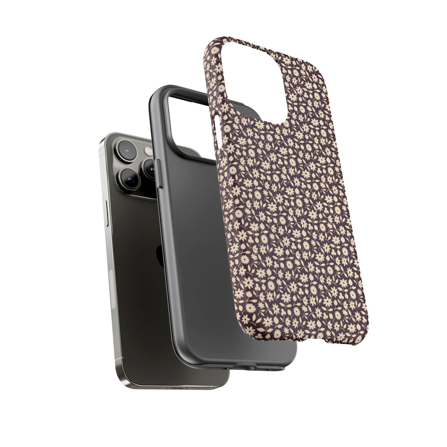Coffee and Cream Vintage Floral Pattern iPhone Case