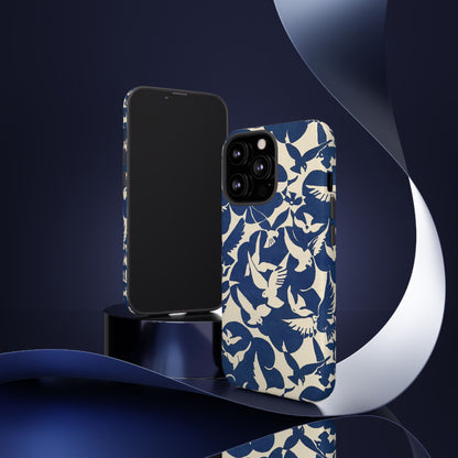 Blue Sky Birds Flying Retro iPhone Case