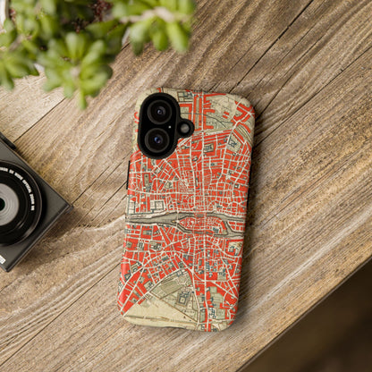 Retro Red Paris Map iPhone Case