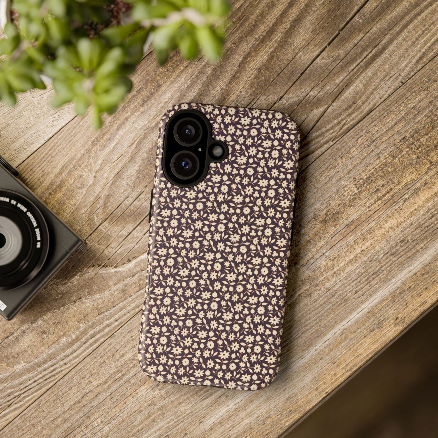 Coffee and Cream Vintage Floral Pattern iPhone Case