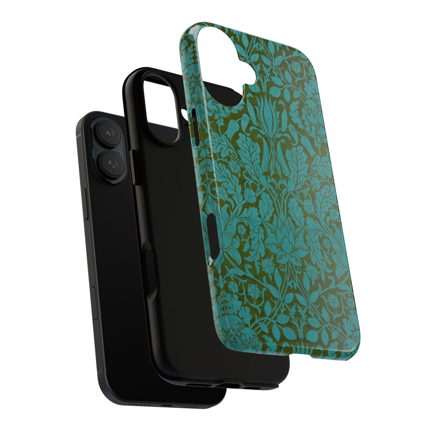 Aqua & Olive Oak Pattern by William Morris iPhone Case