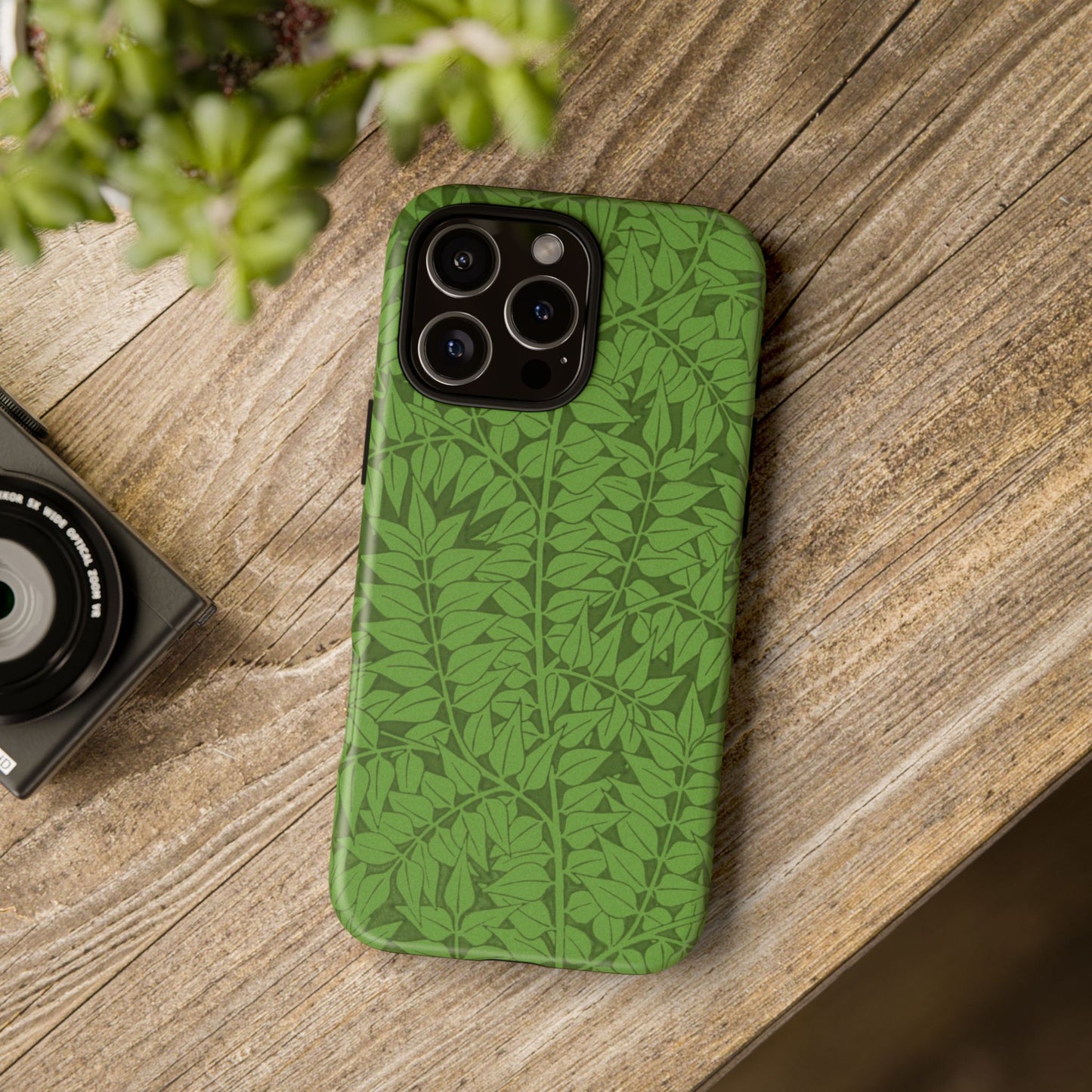 Antique Green Branch Pattern by William Morris iPhone Case