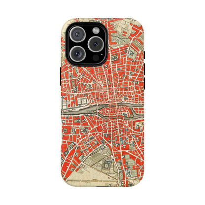 Retro Red Paris Map iPhone Case