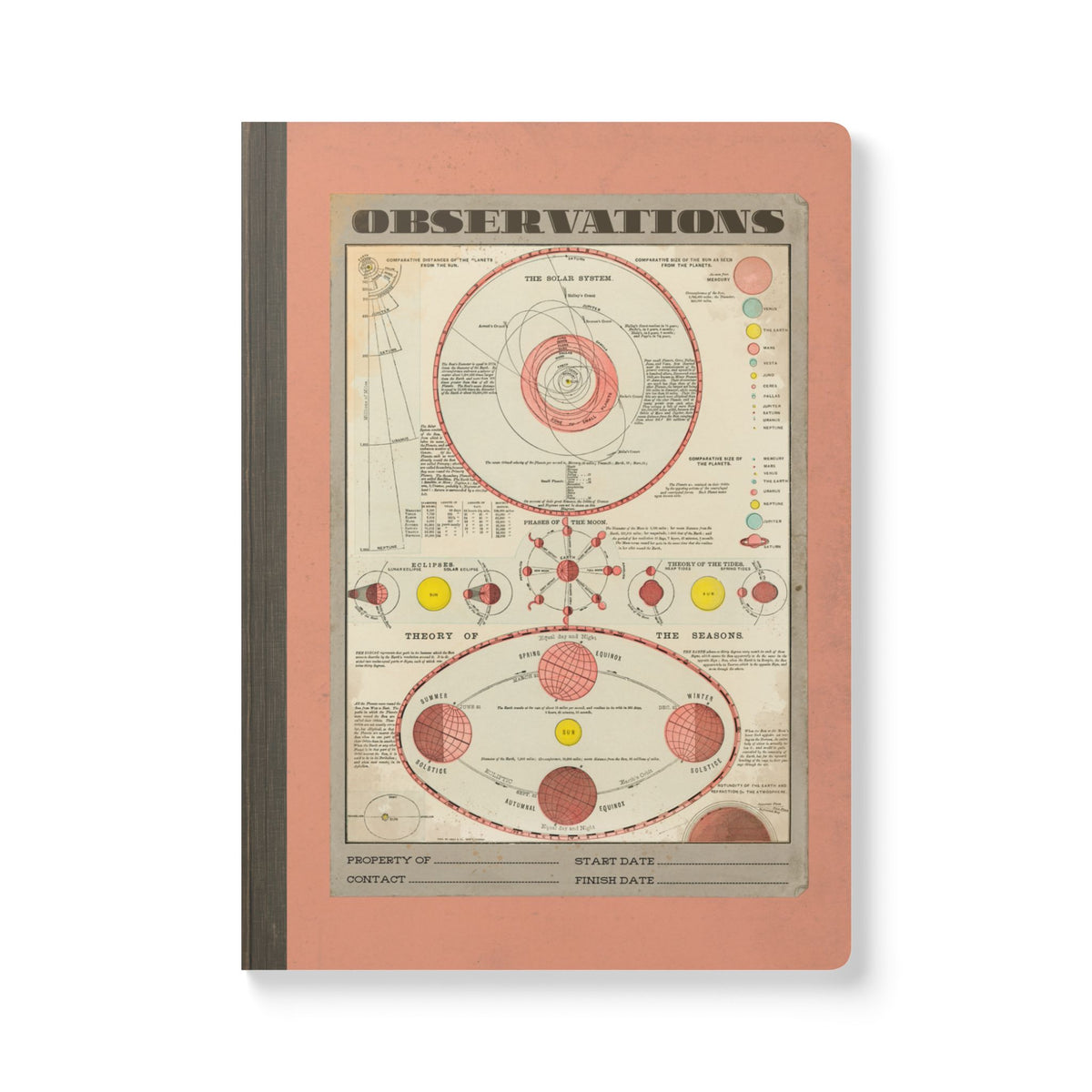 Antique Pink Astronomical Observations Journal— Illustrated Softcover Pocket Book