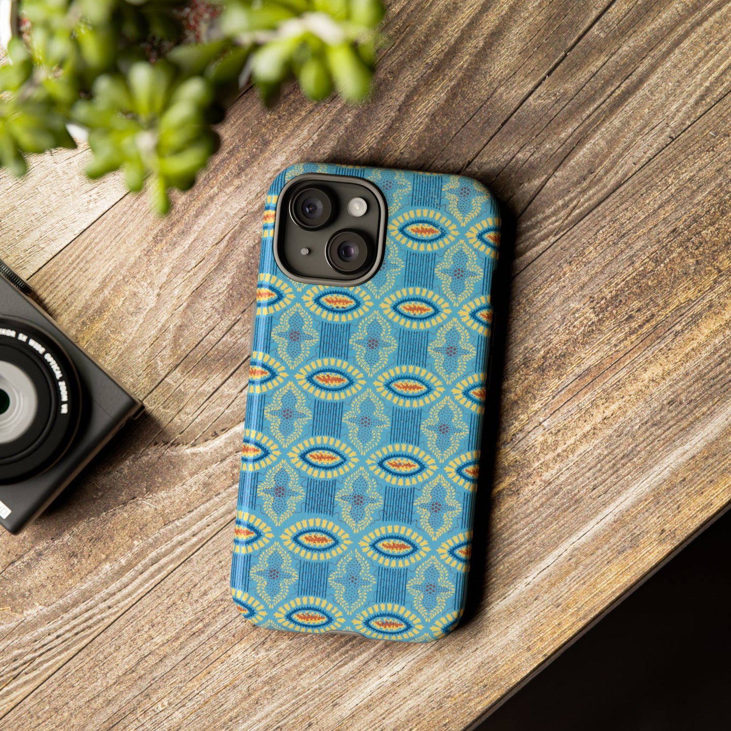 Turquoise Retro Geometric iPhone Case