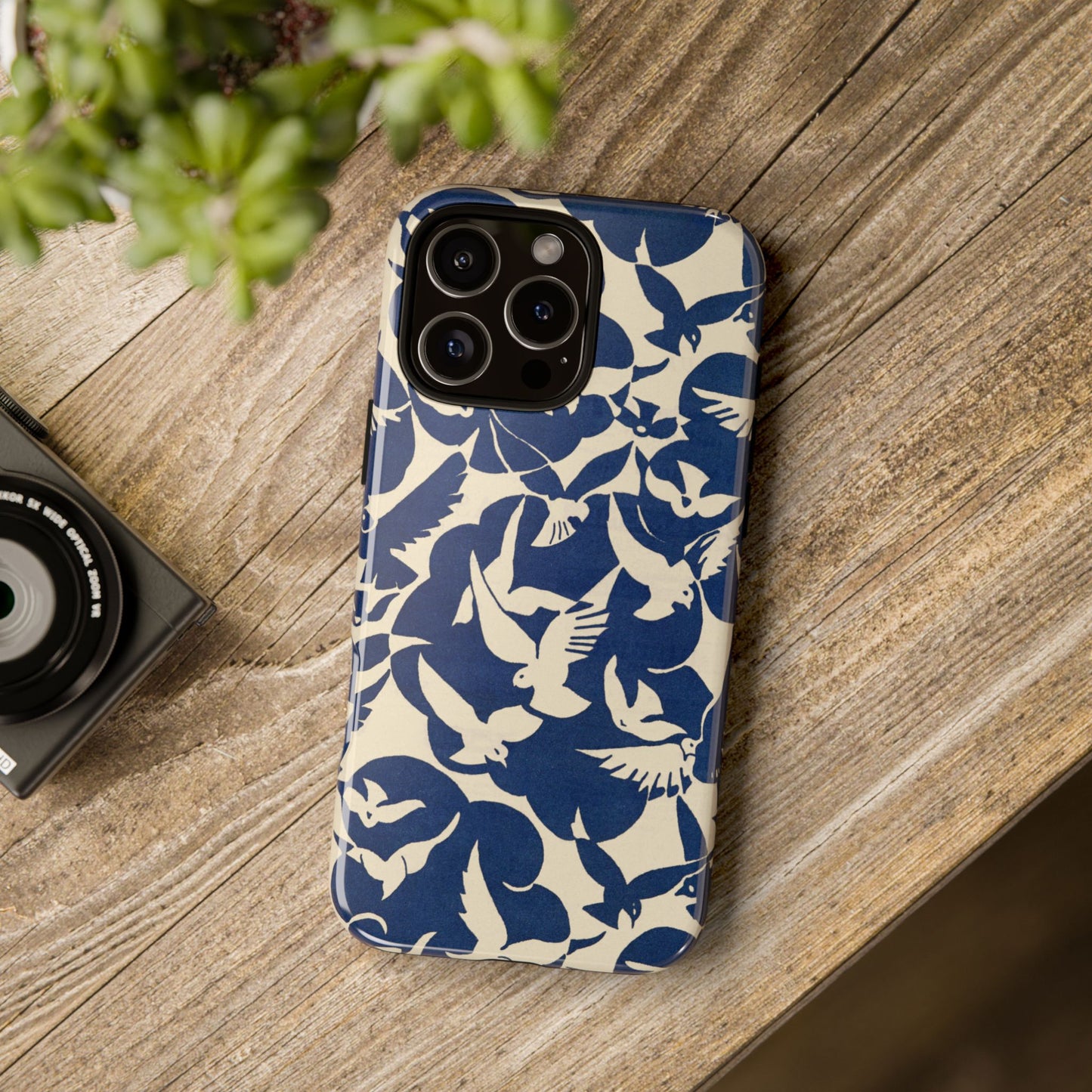 Blue Sky Birds Flying Retro iPhone Case