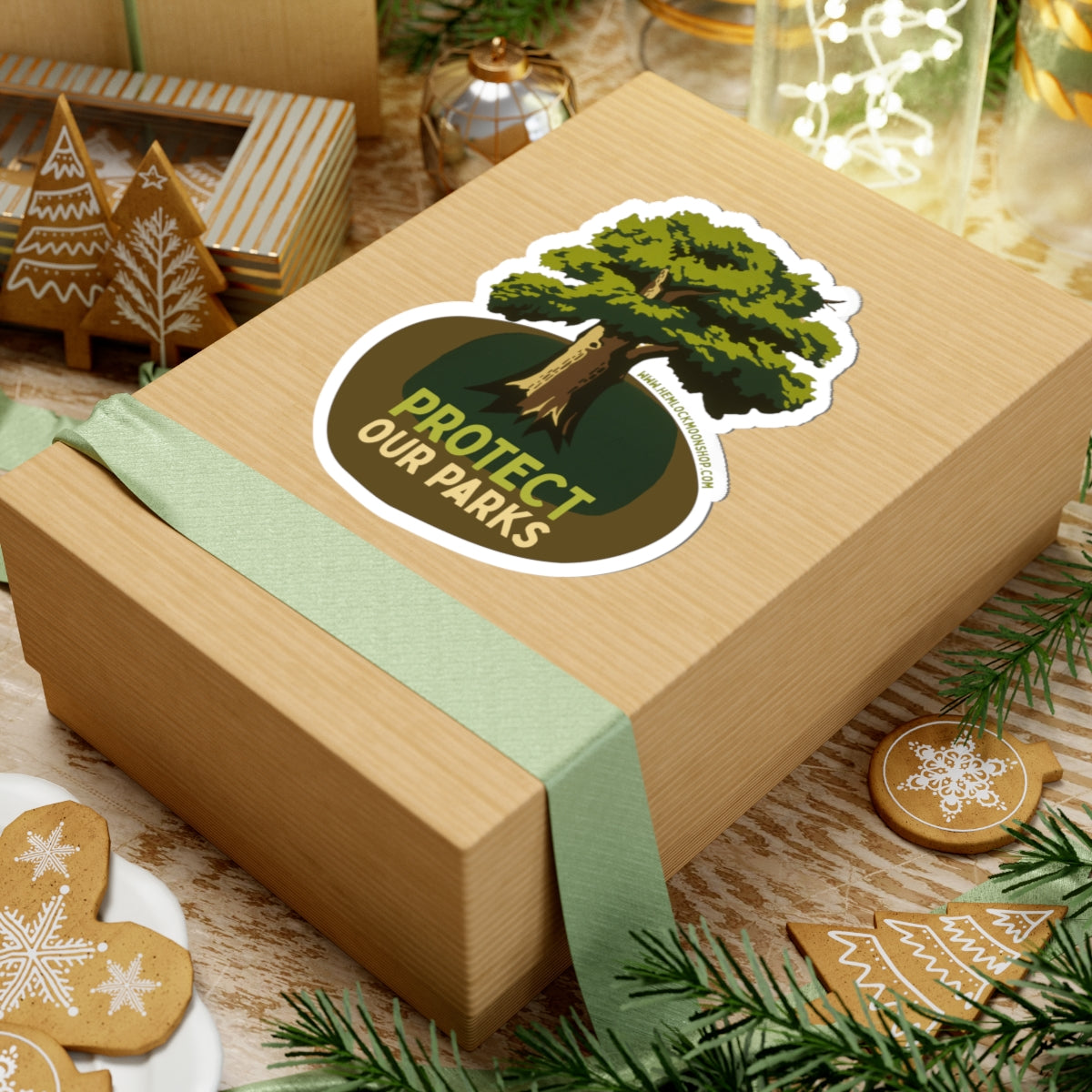 Green Tree Protect Our Parks Sticker (4 sizes)
