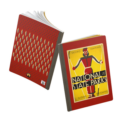 Retro Red Skiing Notebook | Vintage Winter Sports Softcover Travel Journal
