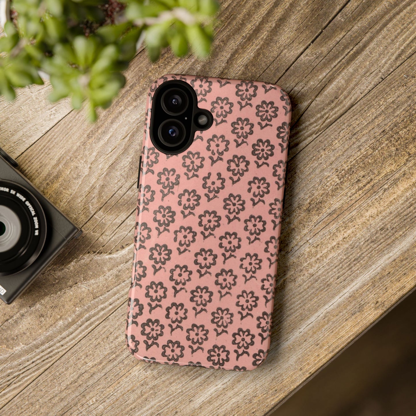 Dutch Pink & Brown Scattered Pattern Floral iPhone Case