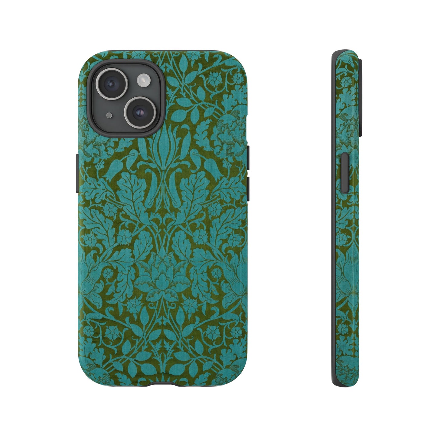 Aqua & Olive Oak Pattern by William Morris iPhone Case