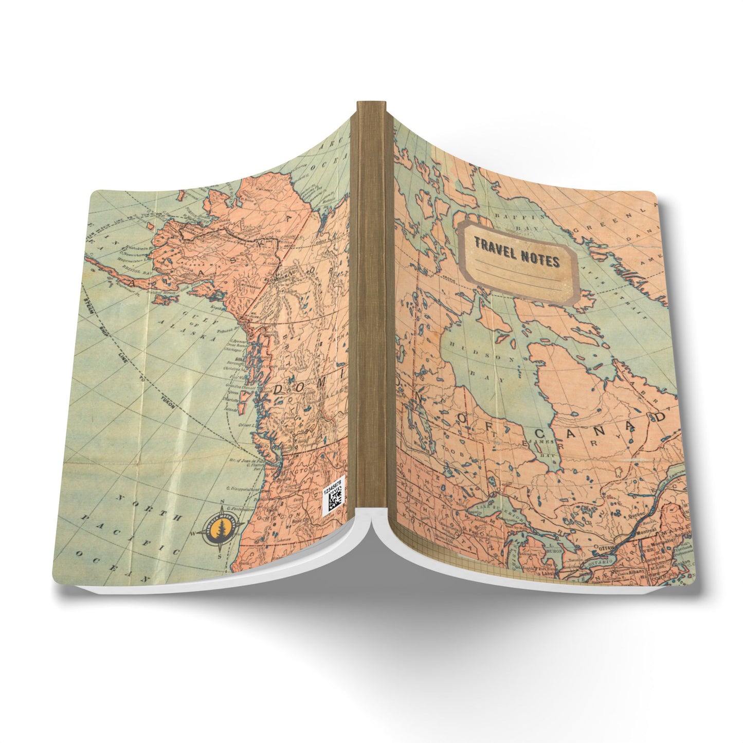 North America Vintage Map |  Softcover Travel Journal with Inside Illustrations