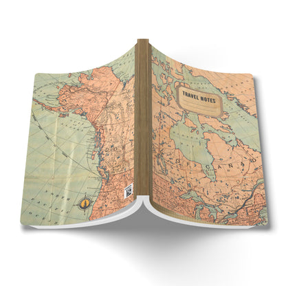 North America Vintage Map |  Softcover Travel Journal with Inside Illustrations