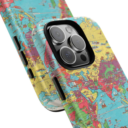 Map of the World Retro Travel iPhone Case