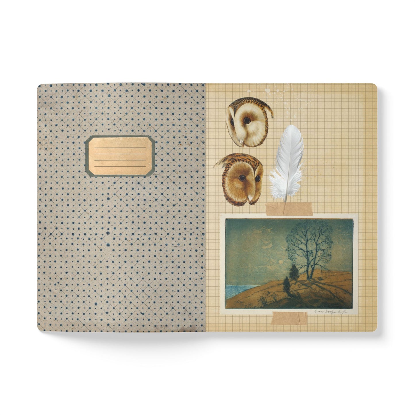 Owl & Moon Vintage Field Notes | Softcover Journal with Inside Illustrations