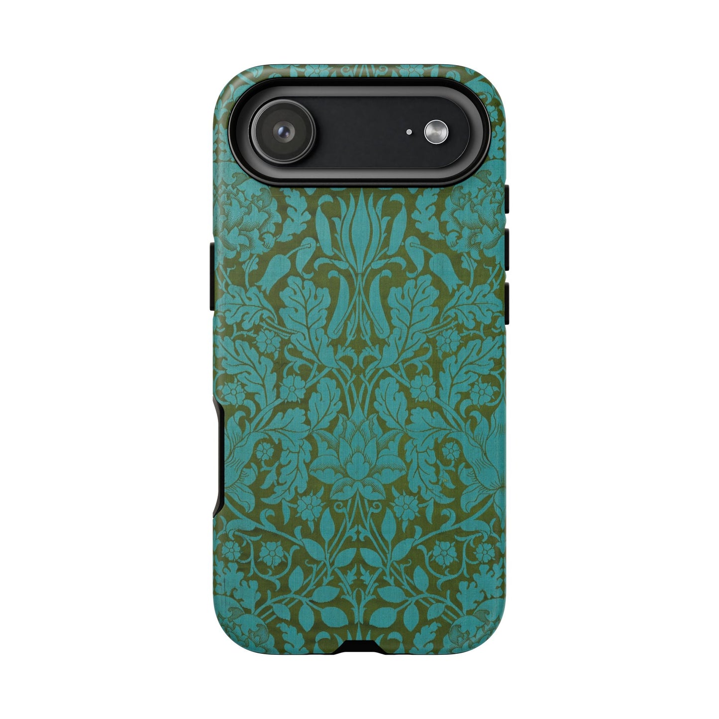Aqua & Olive Oak Pattern by William Morris iPhone Case