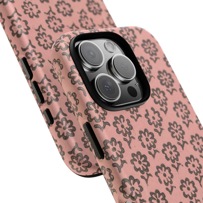 Dutch Pink & Brown Scattered Pattern Floral iPhone Case