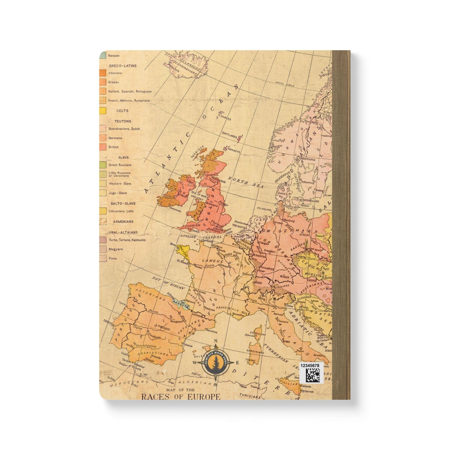 People of Europe Vintage Map | Softcover Travel Journal with Inside Illustrations