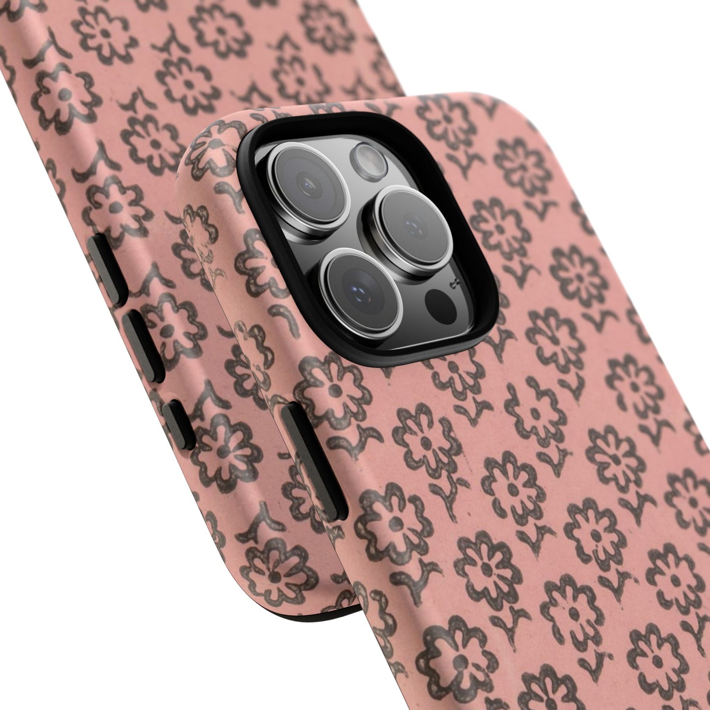 Dutch Pink & Brown Scattered Pattern Floral iPhone Case