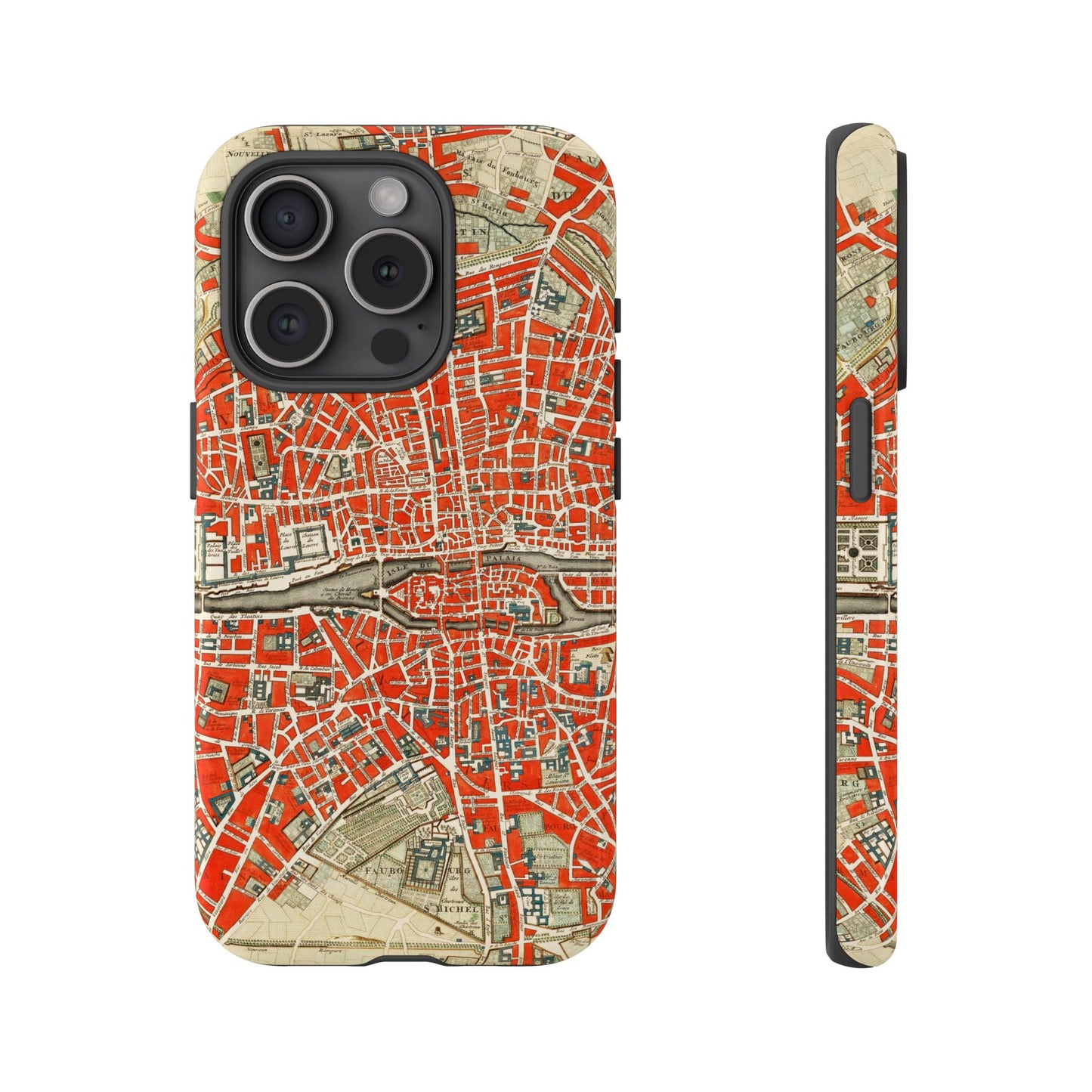Retro Red Paris Map iPhone Case