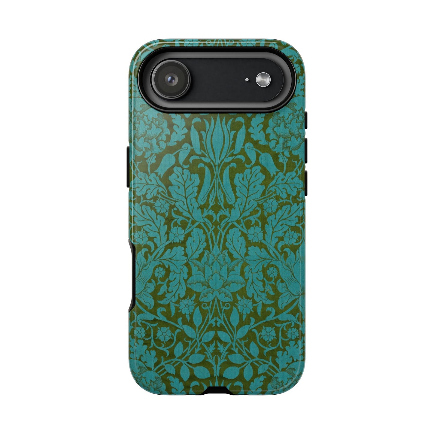 Aqua & Olive Oak Pattern by William Morris iPhone Case