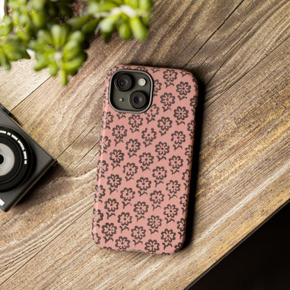 Dutch Pink & Brown Scattered Pattern Floral iPhone Case
