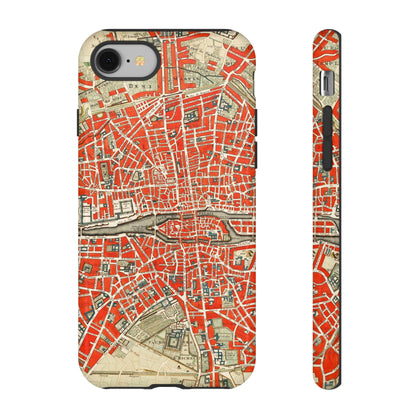 Retro Red Paris Map iPhone Case