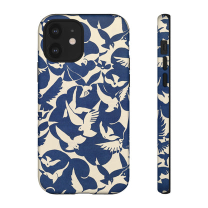 Blue Sky Birds Flying Retro iPhone Case