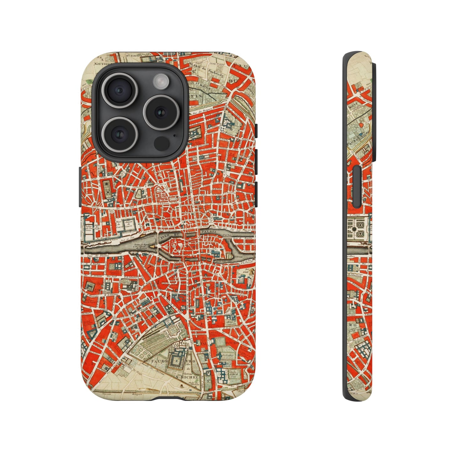 Retro Red Paris Map iPhone Case
