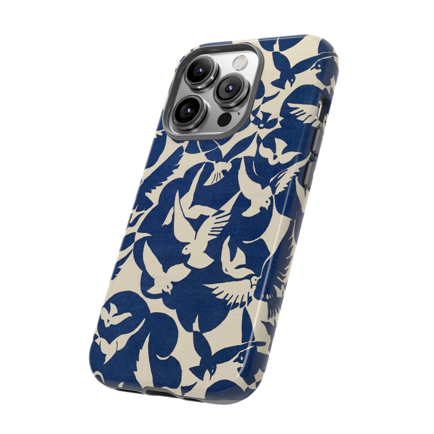 Blue Sky Birds Flying Retro iPhone Case