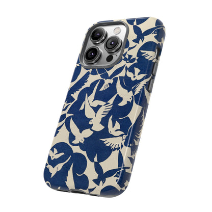 Blue Sky Birds Flying Retro iPhone Case