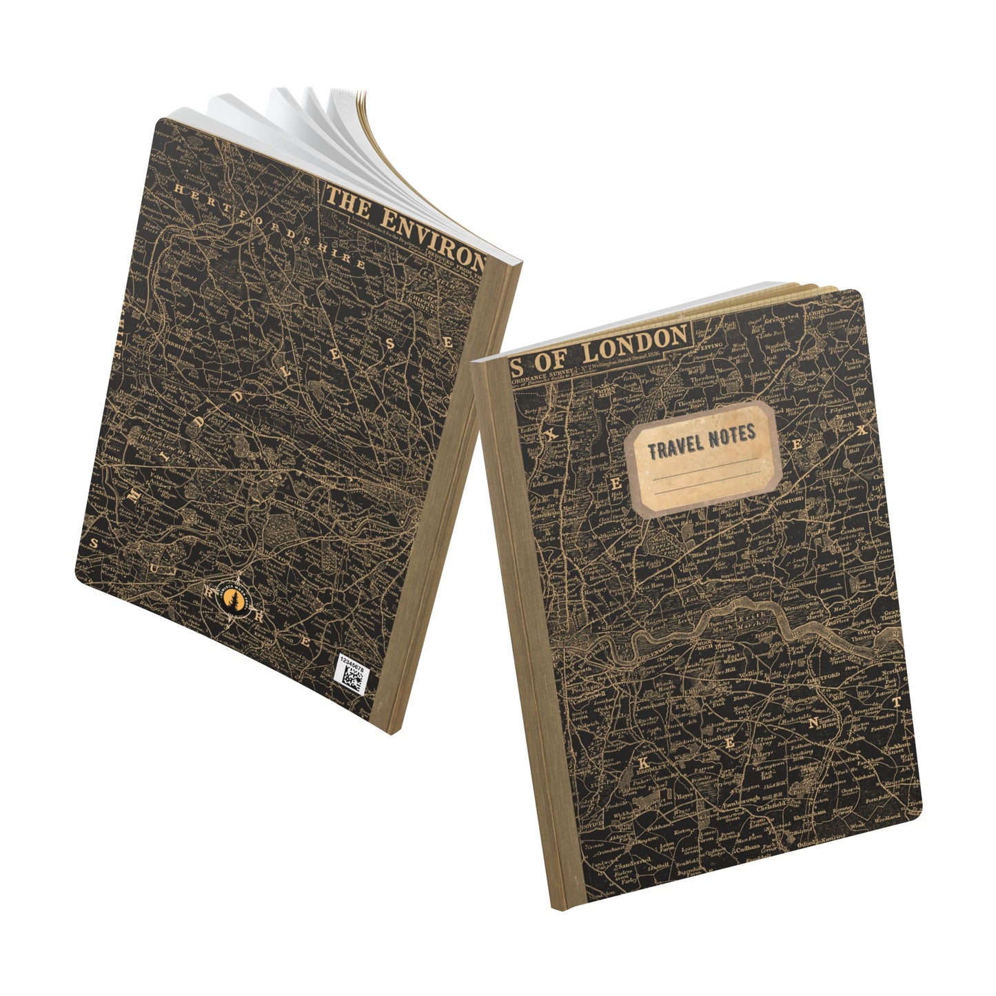 London Vintage Map | Softcover Travel Journal with Inside Illustrations