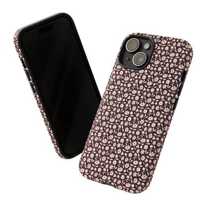 Coffee and Cream Vintage Floral Pattern iPhone Case