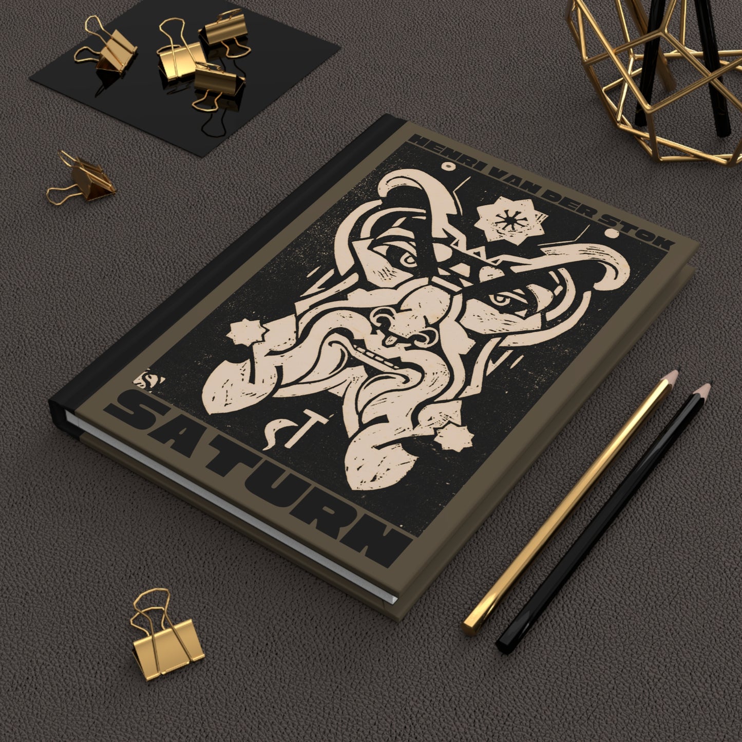 Saturn Hardcover Journal | Henri van der Stok's Planet Masks No. 006