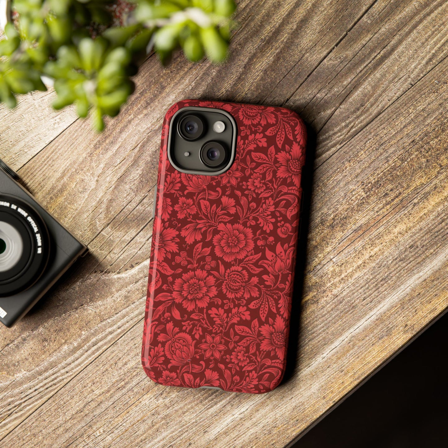 Vintage Crimson Floral Botanical iPhone Case