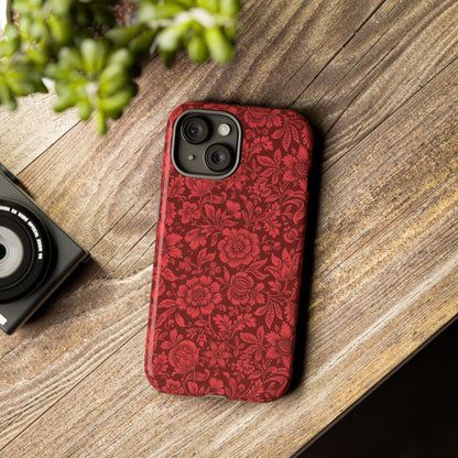 Vintage Crimson Floral Botanical iPhone Case