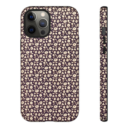 Coffee and Cream Vintage Floral Pattern iPhone Case