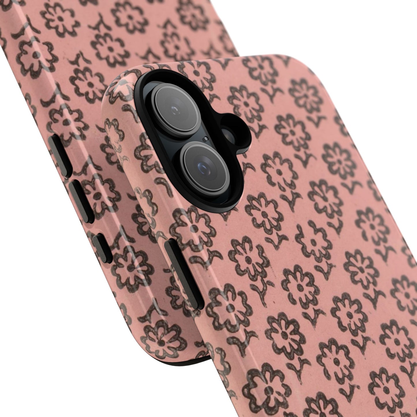 Dutch Pink & Brown Scattered Pattern Floral iPhone Case