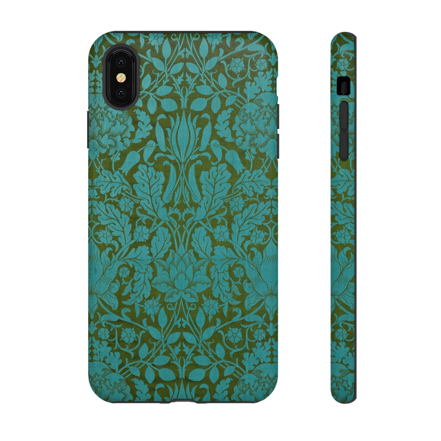 Aqua & Olive Oak Pattern by William Morris iPhone Case