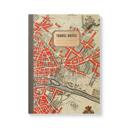 Paris Vintage Map  | Softcover Travel Journal with Inside Illustrations
